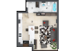 Apartamente cu o cameră tip E - model 3d